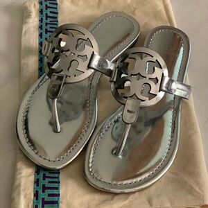 Tory Burch Miller Sandals- Metallic Silver Size 7.5~ Brand New